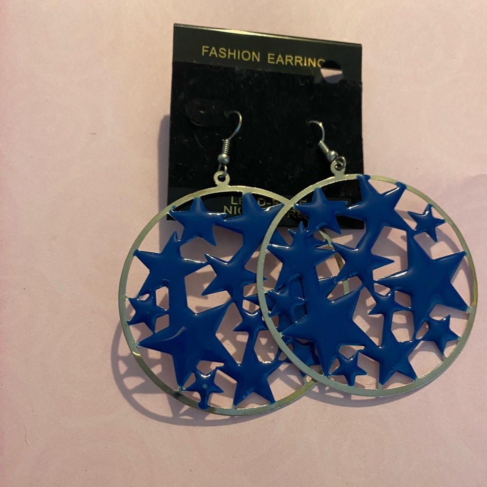 New Blue Star Dangle Earrings